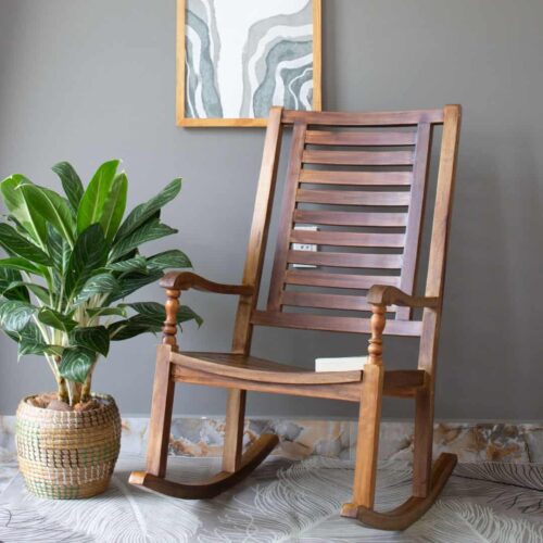 Solid Acacia Wood Patio Rocking Chair