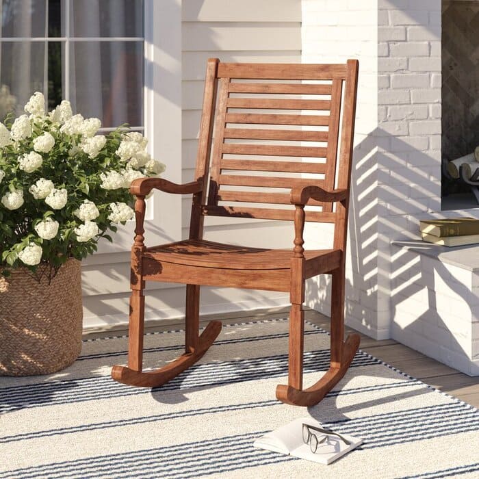 Solid Acacia Wood Patio Rocking Chair