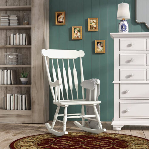 White Rocking Chair From Acacia Wood