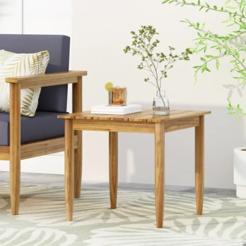 Classic Square Acacia Wood Side Table