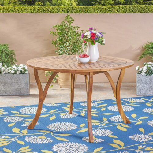 Outdoor Round Acacia Wood Dining Table