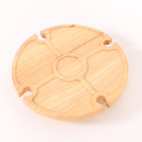 Round Portable Wooden Picnic Wine Table